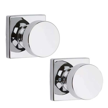Kwikset Kwikset: Pismo Passage Door Knob with Square Rose / Polished Chrom KWS-720PSK-SQT-26
